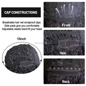 Perruques Courtes <span class=keywords><strong>Afro</strong></span> Frisées Synthétiques avec Frange, Sans Colle, pour Cosplay, pour Femmes Noires, Résistantes à la Chaleur - Product Image 5