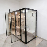 Cabine de sauna à vapeur pour 4 à 8 personnes, très vendue, avec poêle traditionnel, cabine de douche pour hammam, spa, salle de bain, sauna sec et humide