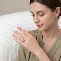 Anillo de Diamante de Corte Corazón Rosa Intenso de 3.9ct, Oro de 18K con Engaste de Garras, para el Dedo Índice, Regalo Romántico de Aniversario y Uso Diario