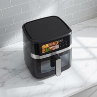Nouvelle friteuse à air numérique grande capacité CE CB, sans huile, saine, avec écran tactile LED et fenêtre visible, noire