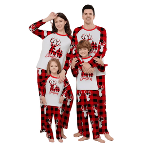 Erwachsene individuell bedruckte Kinder pyjamas Sets Langarm atmungsaktive Polyester Terry Nachtwäsche Family Matching Pyjamas 1-12 Jahre alt - Product Image 1