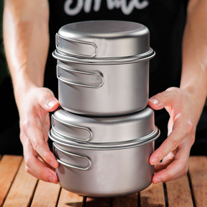 Olla de Titanio Puro, Sartén para Exteriores, Vaporera para <span class=keywords><strong>Camping</strong></span>, Olla para Sopa, Material de Titanio Puro para Viajes y <span class=keywords><strong>Camping</strong></span> - Product Image 4