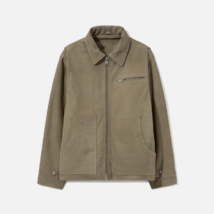 Wholesale Men Multi Pocket <b>Canvas</b> <b>Work</b> <b>Jacket</b> Custom Logo Collared Zip Up Streetwear Utility Outerwear - Product Image 2