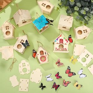 DIY木製バードハウス絵画キット-クリエイティブな庭の装飾と子供の活動のためのアセンブリクラフト付きの完全なバードハウスセット - Product Image 4