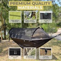 Hammock Camping Portable Besar dari Bahan Nylon dengan Kelambu Anti Nyamuk, Tali Penggantung Ultralight untuk Pohon, Tempat Tidur Gantung untuk 2 Orang