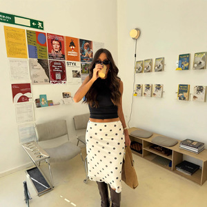 Gonna da Donna a Doppio Strato con Stampa a <span class=keywords><strong>Pois</strong></span> e Bordo in Pizzo, Pronta per il Mercato Europeo e Americano - Product Image 2