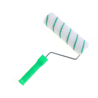 Offre spéciale échantillon gratuit de brosse à rouleau usine pinceau à rouleau couverture en tissu pinceau à rouleau à rayures vertes avec manche vert