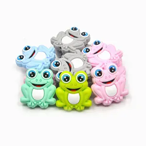 Wholesale cute frog shape Baby teething Silicone focal Beads for pen making silicone beads