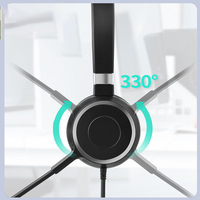 Casque filaire supra-auriculaire réglable avec micro et prise USB, conception mono-oreille, idéal pour centre d'appels