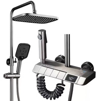 Ensemble de douche IProSan Brushing Gun Gray à température constante avec affichage numérique et boutons piano