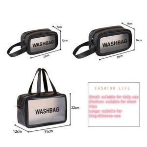 Custom Logo Waterproof Portable Pu Leather Frosted <b>Pink</b> Tpu Travel Toiletry Case Cosmetic Bag Pvc Makeup Bag - Product Image 6
