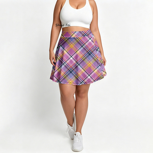 <strong>Women</strong> Classic Pink Purple Plaid Skort <strong>Tartan</strong> Checkered Athletic Tennis <strong>Skirt</strong> with Phone Pocket High Waisted Gym Wear - Product Image 2