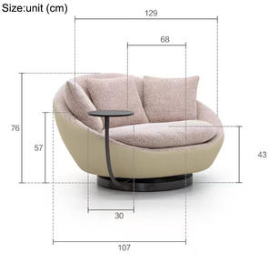 Fauteuil simple moderne avec table, fauteuil de salon, chaise longue rotative ronde pour balcon, fauteuil d'appoint pour villa et chambre à coucher - Product Image 6