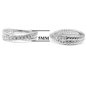Chine Extraordinaire Garanti 18k Solide Or Blanc Haute Qualité Bijoux En Diamant Slim Twist Mariage Half Way Ring Band - Product Image 2