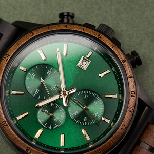 Luxury Walnut Wood Stainless Steel <strong>Watch</strong> with Chronograph - Product Image 5