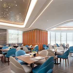 JEILI Ensemble de mobilier de restaurant moderne en bois carré, solution clé en main pour hôtels, buffets et cafés, comprenant table et chaises - Product Image 1