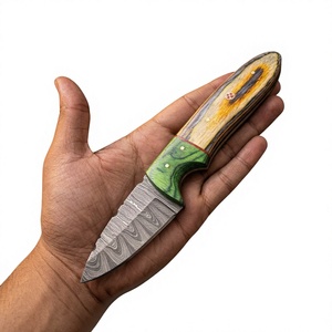 Couteaux Rajput à lame fixe Drop Point en acier Damas forgé 20 cm, manche en bois Pakka bleu, garantie 3 ans, pour le camping et la survie DIY - Product Image 3