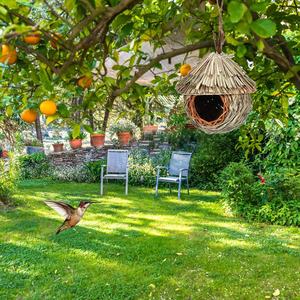 Tessuto a mano appeso uccelli case per la nidificazione di erba naturale nido di uccelli per il giardino - Product Image 3
