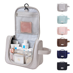 Trousse de toilette Beilian grande capacité, rectangulaire, grise, suspendable, organiseur de cosmétiques pour voyage, sac de rangement pour maquillage - Product Image 5