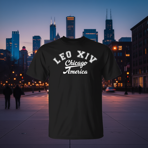 T-Shirt Leo Xiv Chicago America Nera, Maglietta Promozionale da Uomo - Product Image 3