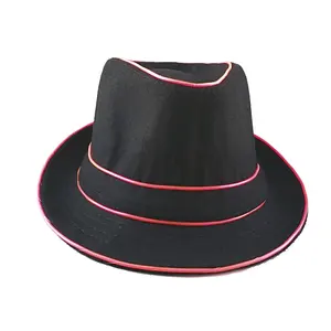 Nuevo diseño clásico luz de neón Led Topper sombrero Chaplin papel jugar elegante brillante EL alambre de luz fría sombrero
