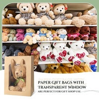 Sacs cadeaux en papier kraft personnalisés avec fenêtre transparente pour bouquet de fleurs, bougies/artisanat, impression offset, recyclables, écologiques
