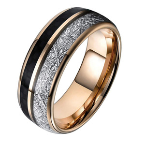 Bán buôn 8 mét thiên thạch sợi carbon Inlay Vàng tungsten carbide Nhẫn thời trang engagement Wedding ban nhạc cho nam giới Quà Tặng - Product Image 4