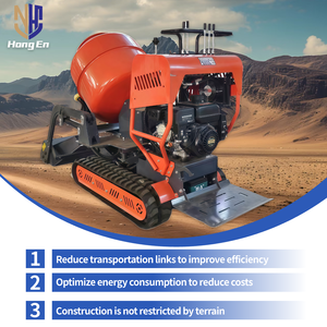 Mini bétonnière sur chenilles diesel avec engrenage sur chenilles 500L Petite bétonnière à chargement automatique pour camion à benne basculante - Product Image 5