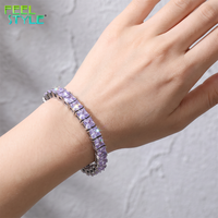 Bracelet tennis en zircon lavande 5 mm en acier inoxydable