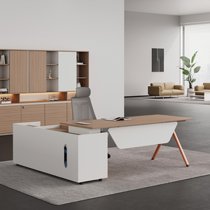 Bureau de direction commercial en forme de L, mobilier de bureau minimaliste avec tiroir - Product Image 2