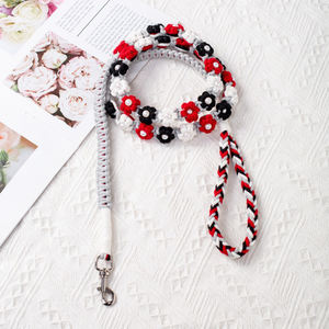 फीता सजावट के साथ उच्च गुणवत्ता वाले चमड़े के पालतू कॉलर, कारखाने के पट्टा से सस्ती कीमत कुत्ते पट्टा - Product Image 6