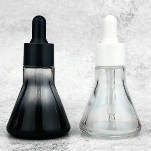 Portable Triangle Shape Clear Glass Dropper Bottle 100ml Black and White <b>Rubber</b> Head Empty Essential Oil Bottle Custom Logo - Product Image 1