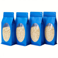 Aluminiumfolie zak met platte bodem, venster en hersluitbare ritssluiting (doypack) voor noten, gedroogd fruit, voedselveilige zak met ophanggat
