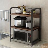 Étagère de cuisine à 2 niveaux en acier au carbone, support de bureau noir rétractable et extensible pour four à micro-ondes