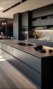 <span class=keywords><strong>Cuisine</strong></span> moderne simple Prima, armoires de <span class=keywords><strong>cuisine</strong></span> en forme de U, noir mat, plan de travail blanc, design personnalisé, décoration - Product Image 3