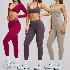 Conjuntos Deportivos YIYI con Top Halter Acolchado, Leggings de Cintura Alta, Pantalones Deportivos Cómodos, Conjuntos de Ropa Deportiva para <span class=keywords><strong>Mujer</strong></span> - Product Image 1
