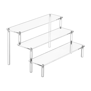 Étagère à plusieurs niveaux en acrylique poli à 3 niveaux, <span class=keywords><strong>présentoir</strong></span> de bureau transparent en forme de trapèze, support vertical pour tube, nourriture, <span class=keywords><strong>gâteau</strong></span>, dessert - Product Image 1