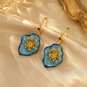 Pendientes de Botón con Circonita Cúbica con Corte Princesa, Chapados en Oro, Estilo Palacio Retro Chino, para Mujer - Product Image 2