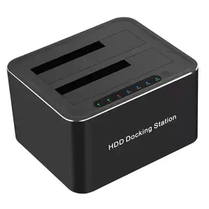 USB 3.0双湾SATA HDD扩展坞，用于2.5/3.5英寸硬盘驱动器离线克隆UASP