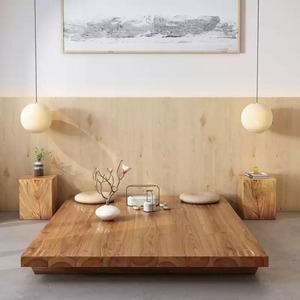 Wabi Sabi Natural Solid Wood Tatami <b>Bed</b> <b>Frame</b> Thick Slab <b>Low</b> Platform Floor <b>Bed</b> Minimalist Japanese Style No Headboard <b>Bed</b> Base - Product Image 1