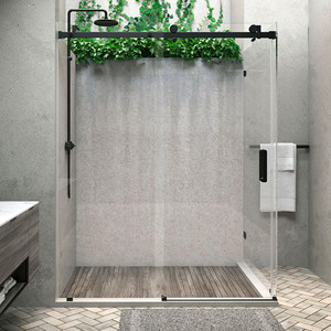 Porte <span class=keywords><strong>de</strong></span> <span class=keywords><strong>douche</strong></span> coulissante moderne sans cadre en <span class=keywords><strong>verre</strong></span> trempé <span class=keywords><strong>pour</strong></span> salles <span class=keywords><strong>de</strong></span> bain et hôtels-villas – Écologique - Product Image 1