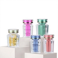 Flacon d'emballage médicinal en plastique acrylique transparent de qualité alimentaire 30 ml, conteneur carré pour capsules et comprimés, double couche à vis