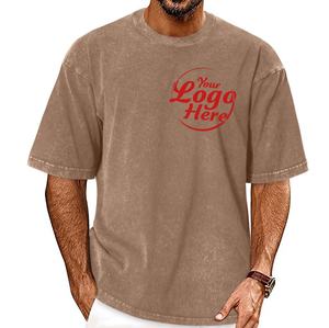 T-shirts 100% coton coupe ample pour hommes Streetwear T-shirts de base avec motif 3D Taille du tissu tricoté lourd lavé - Product Image 3