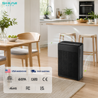 Purificateur d'air portable certifié ETL CE avec filtre HEPA H13 et charbon actif, ioniseur négatif pour grandes pièces, CADR 260 EU