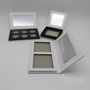 Empty White Eyeshadow Palette OEM Private Label Cosmetic Packaging Eye Shadow Box With Mirror