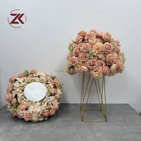 ZKAI Dekorasi Bunga Pernikahan Berkualitas Tinggi, Bunga Hydrangea Sutra Buatan, Bola Bunga Mawar Sutra Warna Dusty Pink untuk Pesta