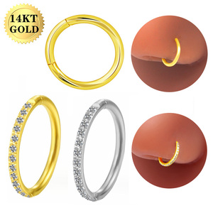 Getta Anello per Naso in Oro Massiccio 14K Stile Vintage, Regalo di Nozze, Impermeabile, per Septum, Orecchio, <span class=keywords><strong>Helix</strong></span>, Piercing, Gioielli in <span class=keywords><strong>Argento</strong></span> Pregiato, Vendita all'Ingrosso - Product Image 2