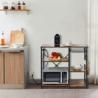 Moderne Edelstahl-Küchenschränke Aufbewahrungsregale Kaffeebar-Tisch Mikrowellenständer Steckdose Multifunktional Platzsparend