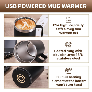 Chauffe-tasse intelligent personnalisé avec logo, chauffe-tasse sans fil, contrôle intelligent de la température, tasse à café auto-chauffante pour les voyages - Product Image 2