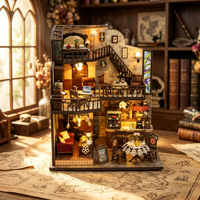 Casa de Muñecas de Madera con Temática de Café, Nuevo Producto en Oferta, M2533 Fortunate Encounter, Kit de Casa de Muñecas en Miniatura para Armar
